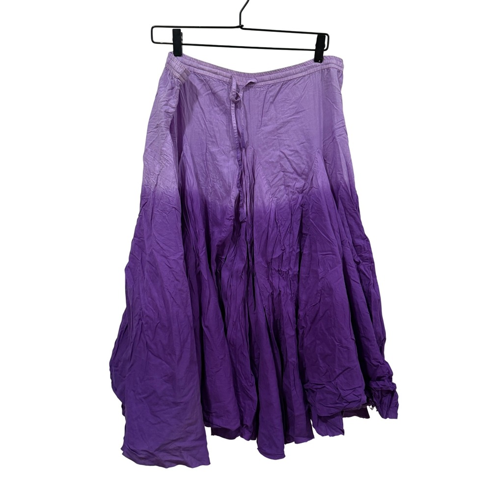 Karma Highway Purple Ombre Cotton Maxi Skirt Boho Dip Dye One Size